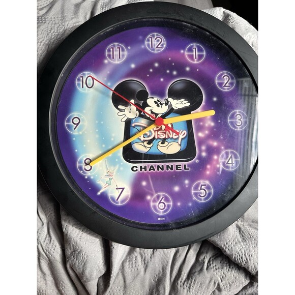 Disney Channel Wall Clock with Mickey Mouse 11.5" Tinkerbell Black WORKING - Picture 4 of 4